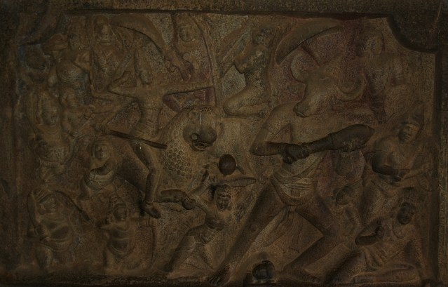 DSC_9343 - Mahishasuramardhini relief on the inner northern wall of Mahishasuramardhini cave temple.