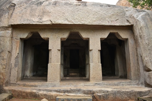 DSC_9672 - 2 other unfinished caves on the foothills, above which Mahishasuramardhini cave and Lighthouse are placed.
