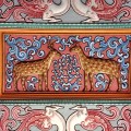 C360_2018-08-29 – Painted relief of 2 deers facing each other- ceiling,Tanjavur Maharaja Serfoji’s Sarasvati Mahal Library.