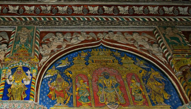 DSC_0416 - Thanjavur style painting of Lord Krishna with his consorts - Maratta Durbar hall.