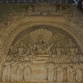 DSC_0432 – Plaster relief of Lord Vishnu with his consorts having a makarathorana – Maratta Durbar hall.