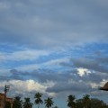 DSC_0496 – Cloudy blue skies with hiding Sun rays seen from North side of Brihadeeswara temple, Thanjavur.