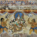 DSC_0622 – Mural Painting, Cloister mandapa (W) – 16th CE Nayaka period – Shiva with Parvathi, both sitting on Nandi vahana.