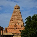 DSC_0704 – Morning view of East facing Dakshinameru with the Nandi Mandapa in front and Clear blue sky in backdrop.