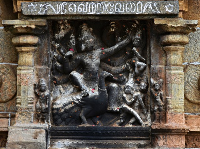 DSC_9762 - Lord Subramanyan preparing for war - Displayed on the inner left side of north tower.