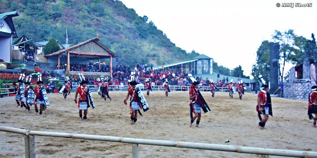DSC_2297 Ao tribe performing head hunter’s dance which signifies the procession of the warriors across the village towards the altar where the heads are to be kept.